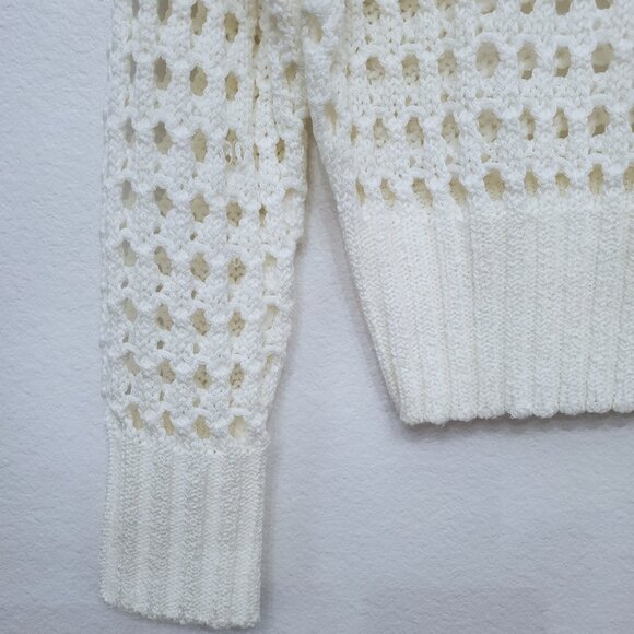J. Crew Point Sur White Open Rope Knit Fisherman Knot Sweater Size Small - Picture 4 of 11
